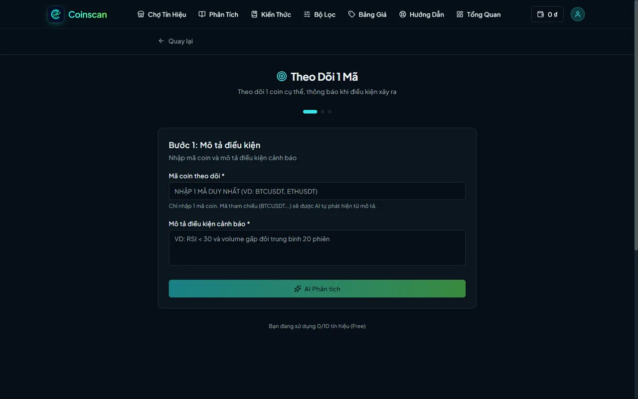 Trình tạo tín hiệu Theo dõi 1 mã bằng AI